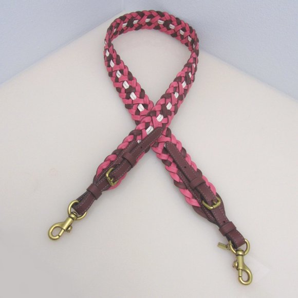 Coach NWT $150 Interchangeable Strap Weaving 624 Pink Burgundy Brass RETAIL - Picture 8 of 12